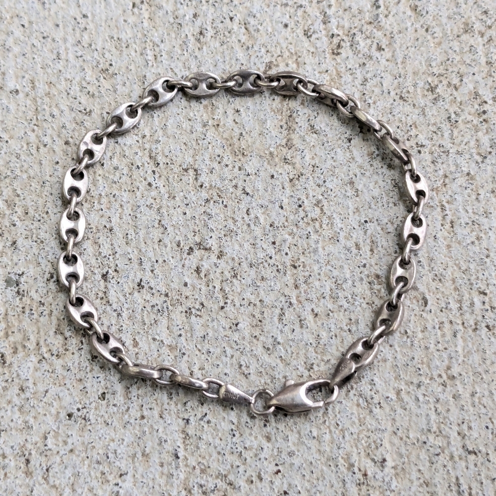 Vintage Milor Sterling Silver Bracelet Anchor Mariner Gucci 7.2y Italy Chain - Picture 3 of 13